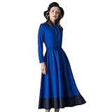 [Viaggio Blu] [ビアッジョブルー] バイカラーニットワンピース≪手洗い可能≫ ブルー系その他 L