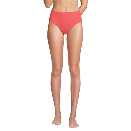 Lands' End Women's Mid Rise Bikini Bottoms 10 Coral Bliss