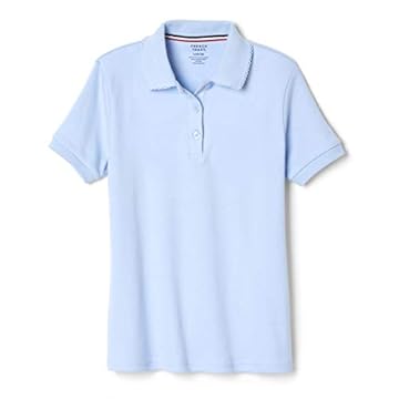 French Toast Camisa polo de uniforme escolar com gola picotada de manga curta para meninas (padrão e Plus), Azul claro, 18-20 Plus