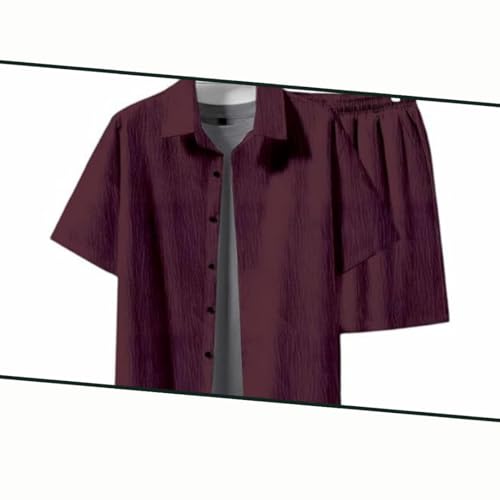 Image of COMBRAIDED Men's Stylish Shirt and Shorts Combo | Regular Fit | Self Design Pattern | Premium Cotton Viscose Blend Fabric | Perfect for Casual