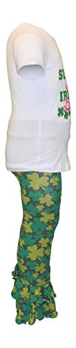 Image of Unique Baby 2 Piece Girls Double Ruffle Leggings Outfit with Short Sleeve Shirt Kid and Toddler Clothes Set