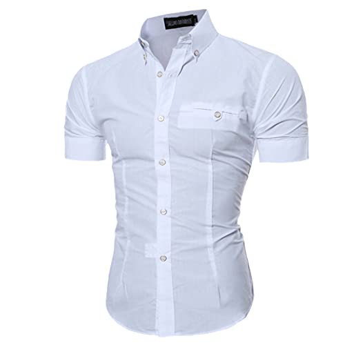 Chemise d'été décontractée blanche homme 3XL coupe ample manches courtes