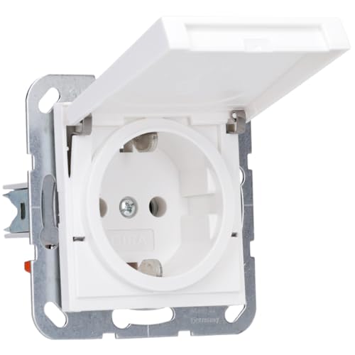 GIRA 445427 SCHUKO Steckdose mit Klappdeckel System 55 Reinweiß seidenmatt