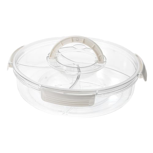 BEBEMOKO Compartimiento para platos de frutas de alambre, cestas de frutas con asa, tablero de charcutería con tapa, bandeja transparente, bandejas plegables de aluminio portátiles, cajas de