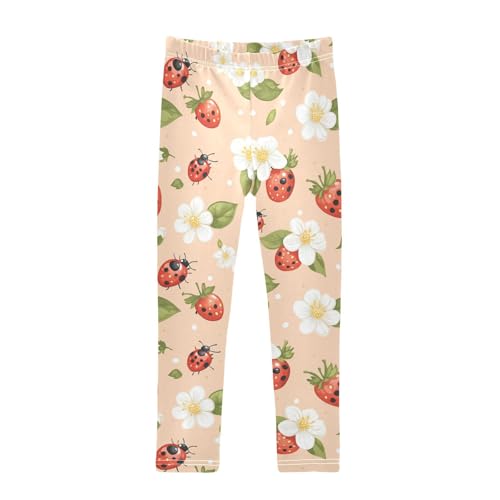 Wusikd Ladybugs Girls' Leggings Toddler Doodles Strawberries Kids Yoga Pants Dance Active Tights 4T