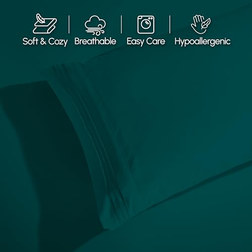 Elegant Comfort Luxurious 1500 Premium Hotel Quality Microfiber 4-Piece Sheet Set, 18-24 Inches Deep - Extra Deep Pocket Sheets - Ultra Soft 4PC Deep Pocket Sheets, Full, Marine Teal