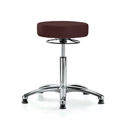 Image of Perch Chrome Medical Stool, 360 Ring, Glides, 20.5 inch-28 inch, Burgundy Vinyl