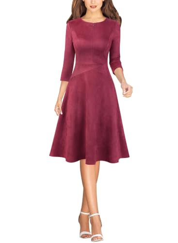 Image of VFSHOW Womens Work Business Office Front Zipper Slim Church A-Line Dress