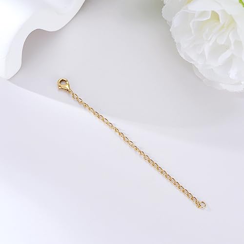 Image of 14K Gold Durable 1.5 inch /2 inch /3 inch Chain Extender, Yellow /White /Rose Gold Removable Necklace Chain Extension with Sturdy Lobster Clasp, Adjustable Extender Chain for Necklace Anklet Bracelet