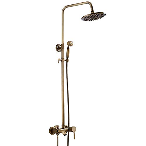 Duschkopf Bidet Duschset Badezimmer Retro Antik Kupfer Messing Duschset Wandmontage Telefon Handmixer Wasserhahn Wasserhahn 3-Funktionen Mischventil A