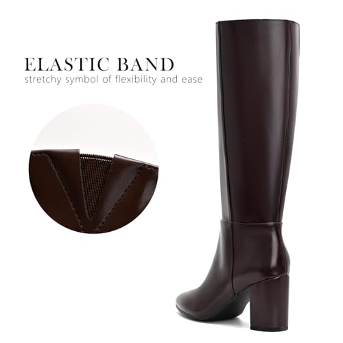 Shoe'N Tale Knee High Boots for Women Chunky Block Heel Fall Winter Pointed Toe Boots3