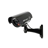Fake Security Camera, Saikiot Dummy CCTV Surveillance System with Realistic Red Flashing Lights and Warning Sticker Indoor Outdoor Protect