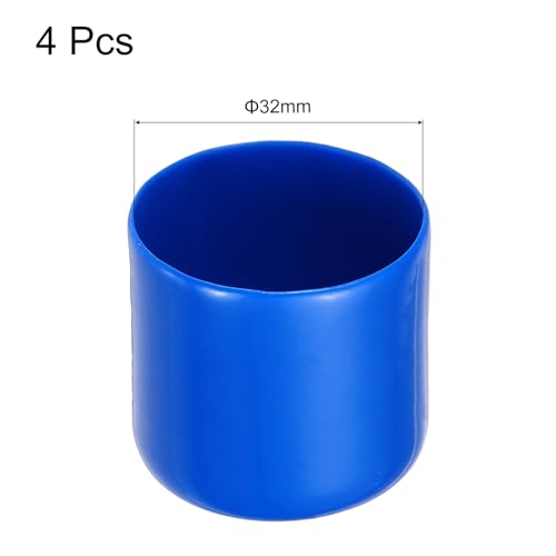 Image of uxcell 4pcs Rubber End Caps 32mm(1.3 Inch) ID Vinyl Round End Cap Cover Screw Thread Protectors Blue, 30mm Height
