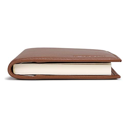 Image of HISCOW Minimalist Checkbook Cover - Full Grain Leather (Premium Cognac) | Full grain cowhide, transaction register & check book pockets, removable duplicate divider, durable stitching, gifts for men
