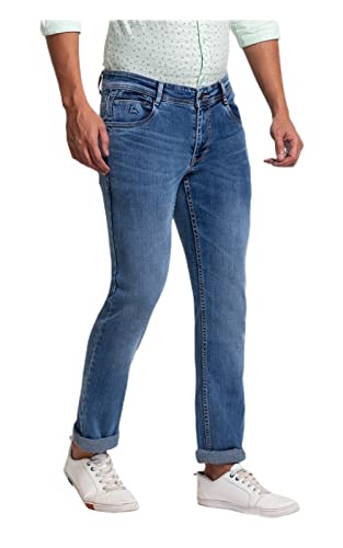 Image of Parx Men's Fitted Cotton Jeans (XCYA01640B4 Blue)