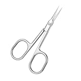 Professionelle Nagelhautschere Extra Fein mit Gebogener Spitze,Runder Griff, Hautschere Extra Fein Testsieger Scharf aus Edelstahl, von Nagelhaut, Augenbrauen und Wimpern, Silber