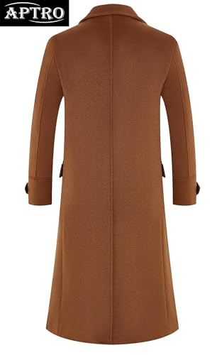 Image of APTRO Men's Luxury Full Length Trench Coat Long Wool Overcoat Winter Windbreaker