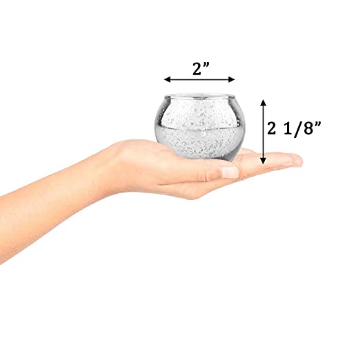Shmilmh Round Silver Votive Candle Holders, Set Of 24 Mercury Glass Tealight Candle Holders, Tea Candle Holder Bulk With Speckled For Table Centerpiece, Wedding Decoration, Party, And Home Decor #TOP4