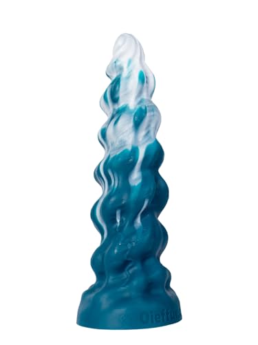 Gode femme sex grand format gode anal silicone bleu blanc arbre conique D216