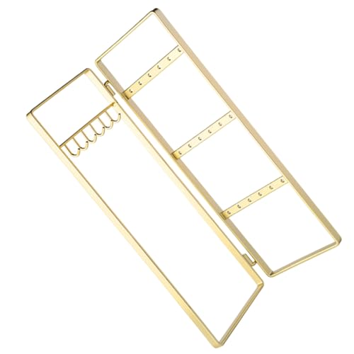 Genérico Soporte Organizador de Joyas Metálico Dorado Plegable, Exhibidor Alto para Collares y Pendientes, Porta Joyas de Mesa Multifuncional para Almacenamiento y Exhibición en Hogar