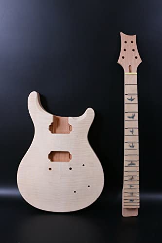 Electric Guitar Kit Diy Mahogany Guitar Neck 22 Fret 24.75 Inch Maple Wood Fretboard Fine Inlaid Maple Cap Mahogany Wood Unfinished Guitar Body Electric Guitar Kits Build Your Own #TOP4