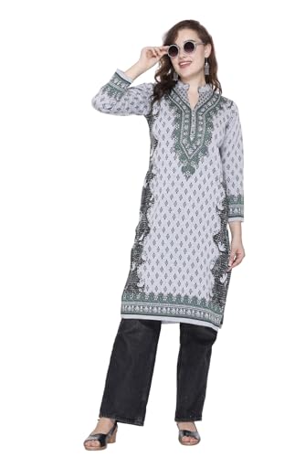 Image of Rosary Women's Winter Woolen Kurti Jacquard Straight Fit Ethnic Wear with 2 Side Pockets