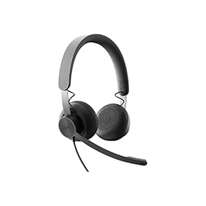 Logitech Zone 750 Wired On-Ear Headphones with Advanced Noise Canceling Mic, USB-C and USB-A Adapter Included, Plug-and-Play Compatibility for All Devices – Grey