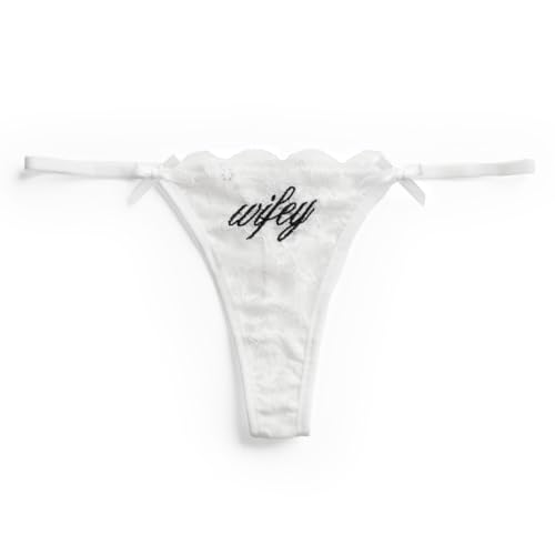 xo, Fetti Wifey Lace Thong- Size Medium| Bachelorette Party, Bride to Be, Bridal Shower Gift, Lingerie, White Lace, Engagement, Wedding Underwear