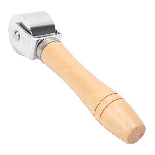 Leather Verge Roller Smoothly Polished Wooden Handle DIY Verge Rolling Tool Silver (Small)