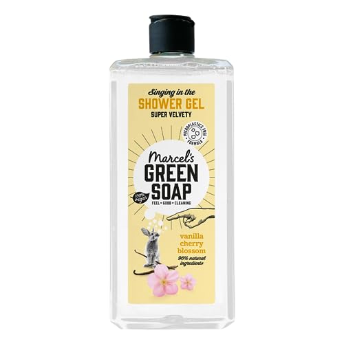 Marcel's Green Soap - Gel doccia Vanilla & Cherry Blossom - Senza microplastica - Bottiglia di plastica riciclata al 100% - 99% biodegradabile - 100% vegano