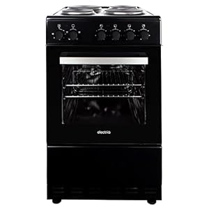 electriQ Black 50cm Electric Cooker with Solid Plate Hob