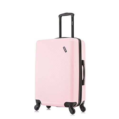 DUKAP DISCOVERY Luggage with Spinner Wheels | Spacious Durable Lightweight Hardside Suitcase, Travel Bag with Handle and Trolley | 24 Inch Medium Checked Luggage | Pink