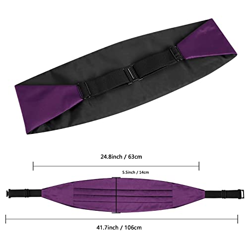 Image of Alizeal Mens Multicolored Silk Solid Cummerbund Bow Tie Set | with Cummerbund Pocket Square Pre-tied Adjustable for Mens Gift