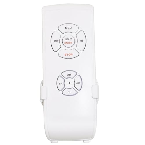 Control Remoto para Ventilador de Techo, Control Remoto para Ventilador de Techo de 3 Niveles de 30 M, con Receptor, Temporizador de 1/2/4/8 H, Alimentado por Batería de 110 V, Controlador de Repue