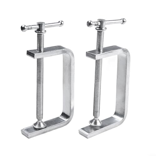 2Pcs C-Clamp, G Clamps For Woodworking, Small C Clamps with T-Bar Handle for Woodworking, Welding, Building(0-85MM)
