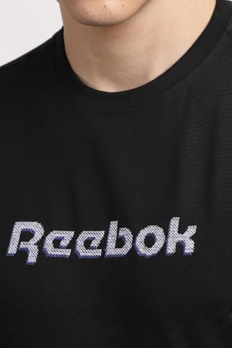 Image of Reebok Men's Cotton-Lycra Blend T-Shirt - 4-Way Stretch Smooth Smooth Round Neck Half Sleeve Tee for Men | Casual Tshirt for Men Stretchable Tshirt