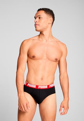 Puma Lot de 2 Slips Quotidiens pour Homme, Rouge/Noir, S