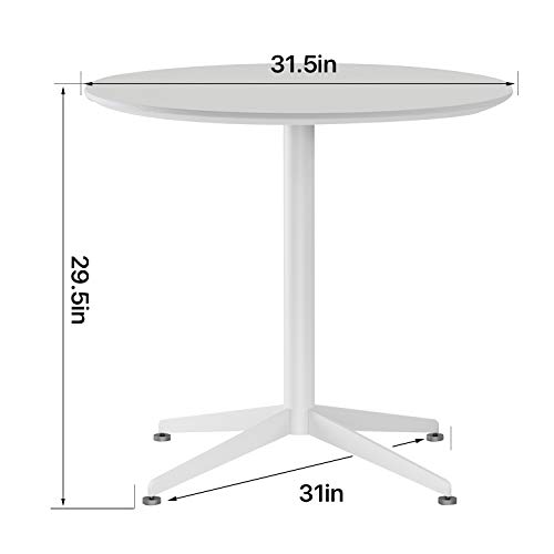 White Dining Table Round Small Office Table Conference Table Coffee Meeting Table For Office Boardroom Kitchen Living Room Waterproof Desktop Easy Assembly 31.5 Inch #TOP5