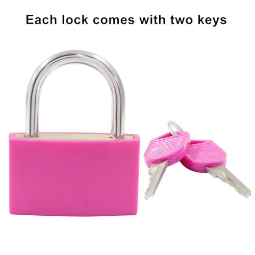 Image of BokWin 2 Pack Keyed Padlock Luggage Locks Hot Pink ABS Plastic Covered Copper Padlock for Jewelry Box Laptop Bag Backpack Gym Locker