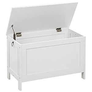 HOOBRO Coffre de Rangement, Banc de Rangement avec charnières de sécurité, Solide, Stable, Banc à Chaussures, Boîte de Rangement, Coffre à Jouets, Montage Facile, Blanc EWT75CW01