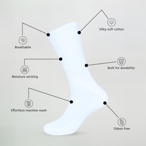 Crew Men's Socks | Pack of 4 | Formal Crew Cotton Solid Color Full Length Lightweight Casual Business Regular Sock4