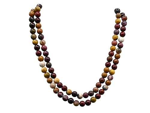 Certified Mookaite Jasper Crystal Japa Mala Saadi - 108 Beads Buddhist Prayer Beads - AAA Grade Original Healing Gemstone Agate Mala for Yoga Meditation Spiritual Reiki Feng Shui