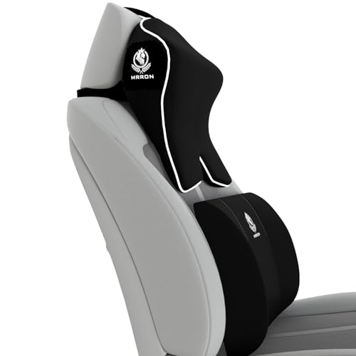 Image of MRRON Large Back Support Neck Rest for Chair & Car Seat, Orthopaedic Lumbar Support Memory Foam Backrest Cushion Designed for Back Pain Relief Pillow for Comfortable Sitting (Black, Lumbar)