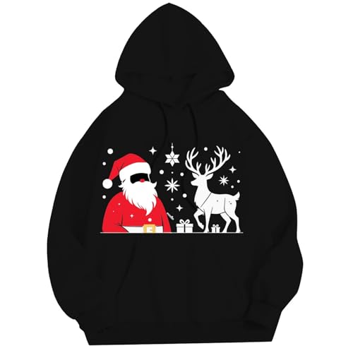 Ugly Christmas Hoodies for Men Funny Graphic Sweatshirt Elk Santa Claus Hoodie Fall Winter Fasion Pullover Tops3