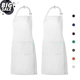 delantal blanco para cocina Delantales multiusos proporcionan una gran cobertura y protección contra la suciedad, derrames y manchas.