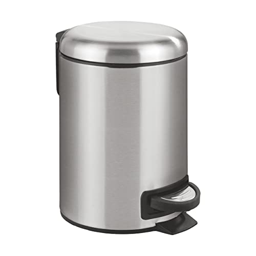 WENKO Poubelle de salle de bain inox, mini poubelle salle de bain, 3L, Leman Easy Close