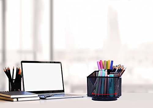 EXERZ Desk Organiser/Mesh Desk Tidy Caddy/Pencil Holder/Multifunctional 360 Rotating
