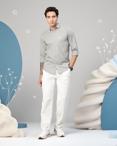 Image of Majestic Man Custom Abstract Printed Pure Cotton Slim Fit Casual Shirt