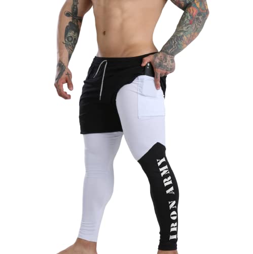 Short Dry Fit e Calça Legging Térmica De Compressão - 2 em 1 Cor:Preto;Tamanho:G;Gênero:Masculino