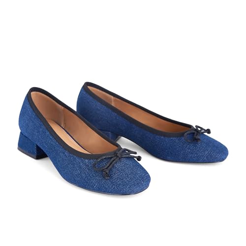 Women's Square Toe Pumps Low Chunky Block Heel Dress Shoes3